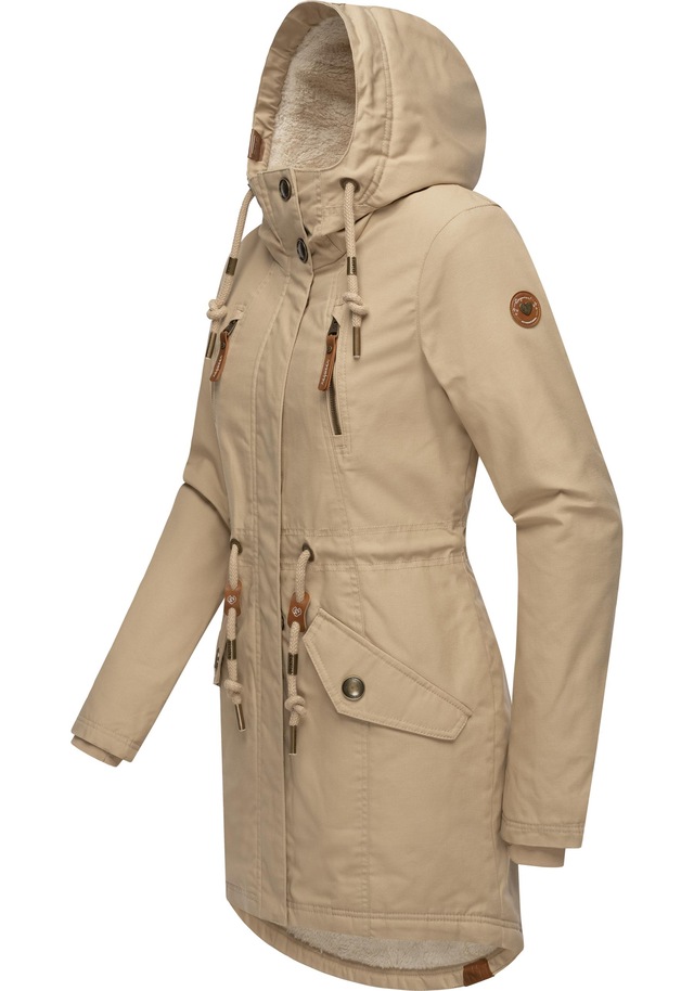 Ragwear Wintermantel »Elsie« stylischer Winterparka mit Kapuze und Teddyfleece