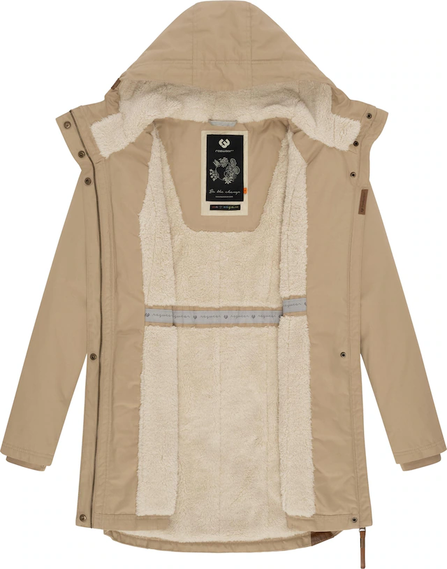 Ragwear Wintermantel »Elsie« stylischer Winterparka mit Kapuze und Teddyfleece