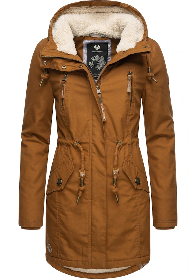 Ragwear Wintermantel »Elsie« stylischer Winterparka mit Kapuze und Teddyfleece