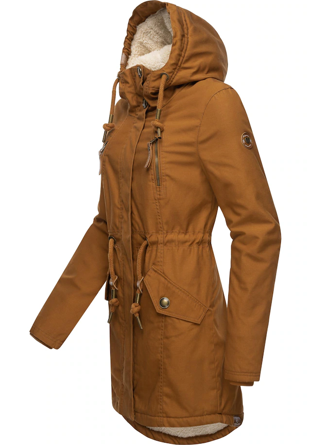 Ragwear Wintermantel »Elsie« stylischer Winterparka mit Kapuze und Teddyfleece