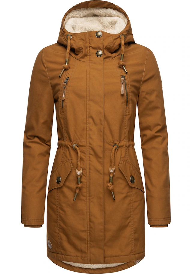 Ragwear Wintermantel »Elsie« stylischer Winterparka mit Kapuze und Teddyfleece
