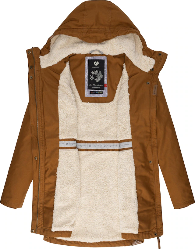 Ragwear Wintermantel »Elsie« stylischer Winterparka mit Kapuze und Teddyfleece
