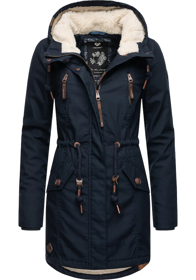 Ragwear Wintermantel »Elsie« stylischer Winterparka mit Kapuze und Teddyfleece