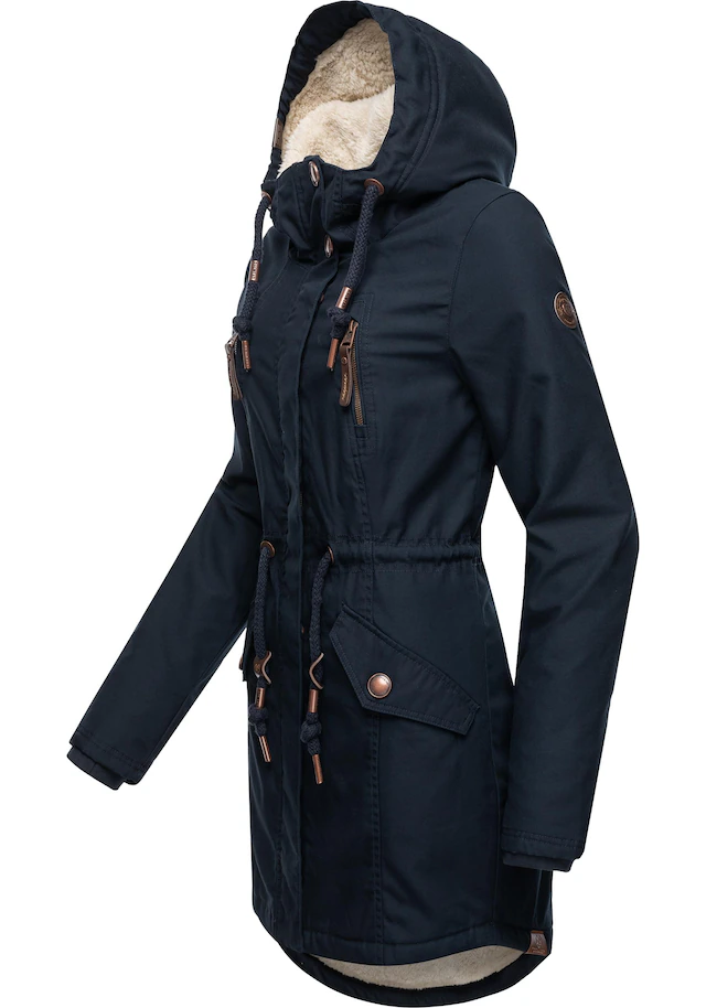 Ragwear Wintermantel »Elsie« stylischer Winterparka mit Kapuze und Teddyfleece