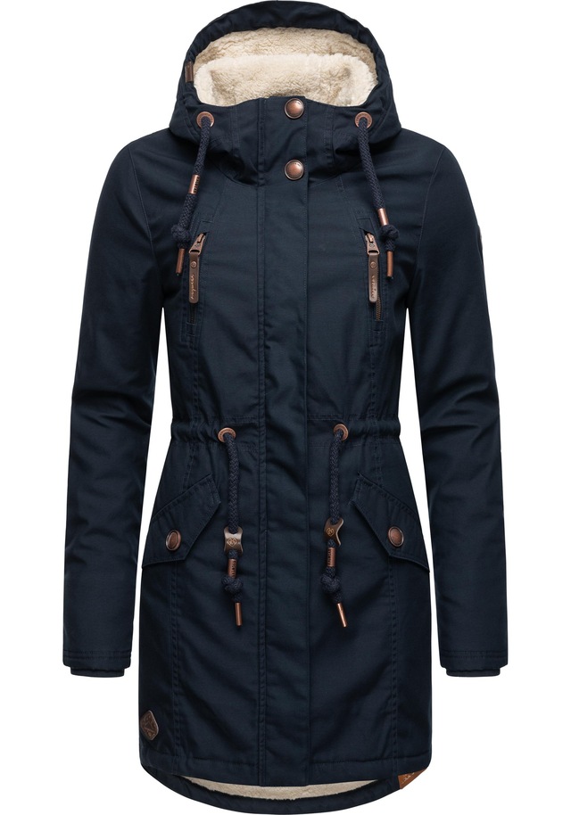 Ragwear Wintermantel »Elsie« stylischer Winterparka mit Kapuze und Teddyfleece