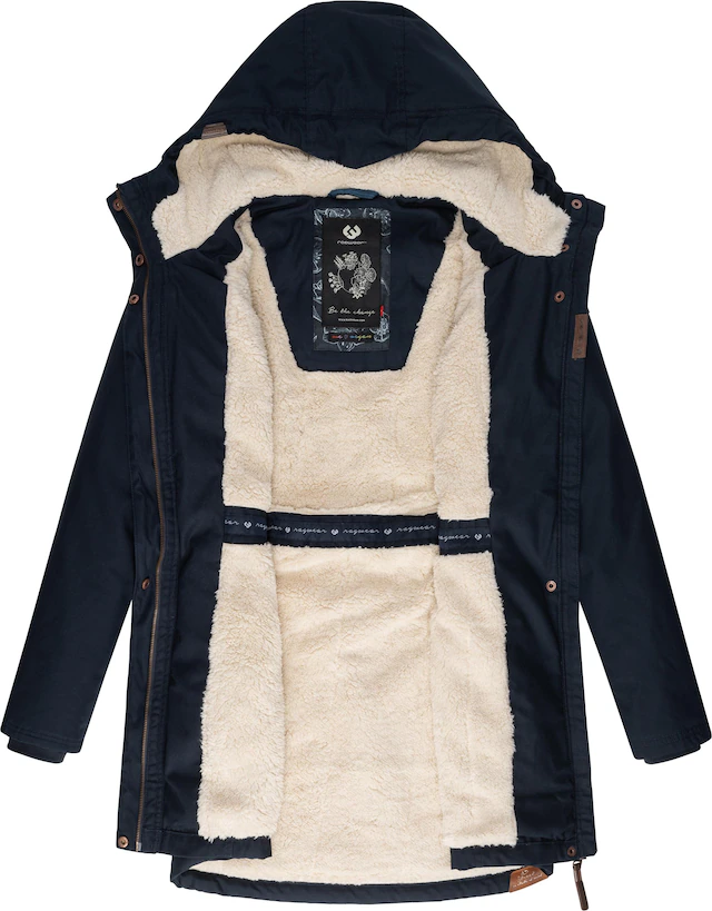 Ragwear Wintermantel »Elsie« stylischer Winterparka mit Kapuze und Teddyfleece