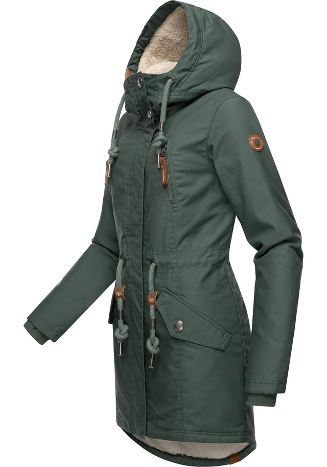 Ragwear Wintermantel »Elsie« stylischer Winterparka mit Kapuze und Teddyfleece