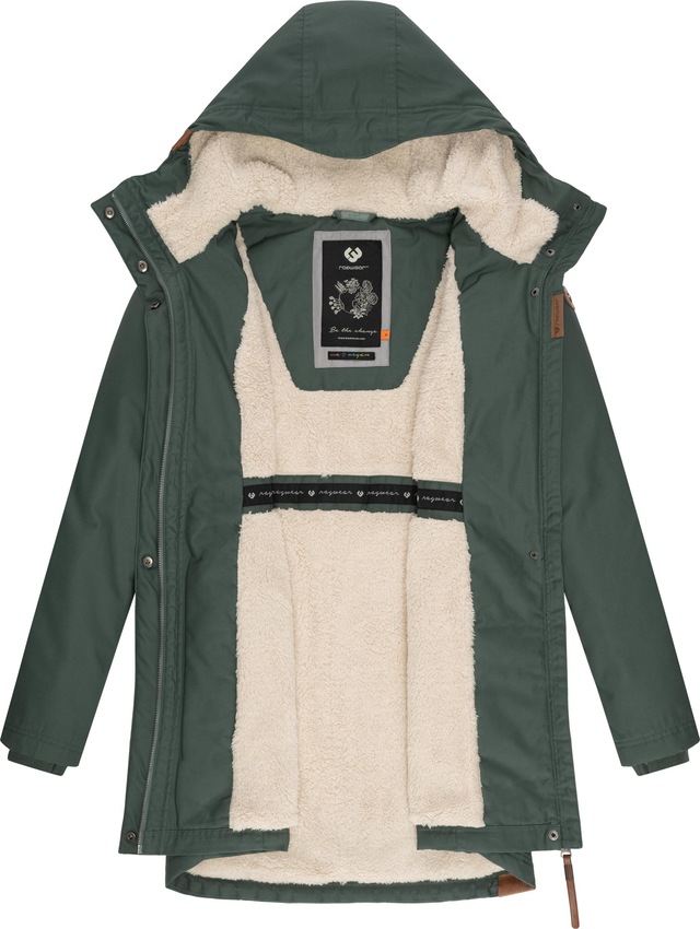 Ragwear Wintermantel »Elsie« stylischer Winterparka mit Kapuze und Teddyfleece