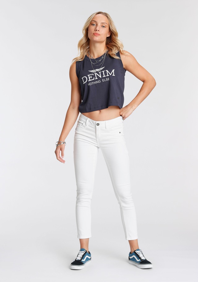 Arizona 7/8-Jeans »mit Keileinsätzen« extra-enger Schnitt, Used-Look-Waschung, niedrige Leibhöhe