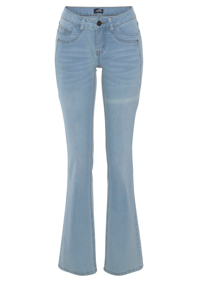 Arizona Bootcut-Jeans »mit Keileinsätzen« ausgestellte Beinform, niedrige Leibhöhe, elastisches Material