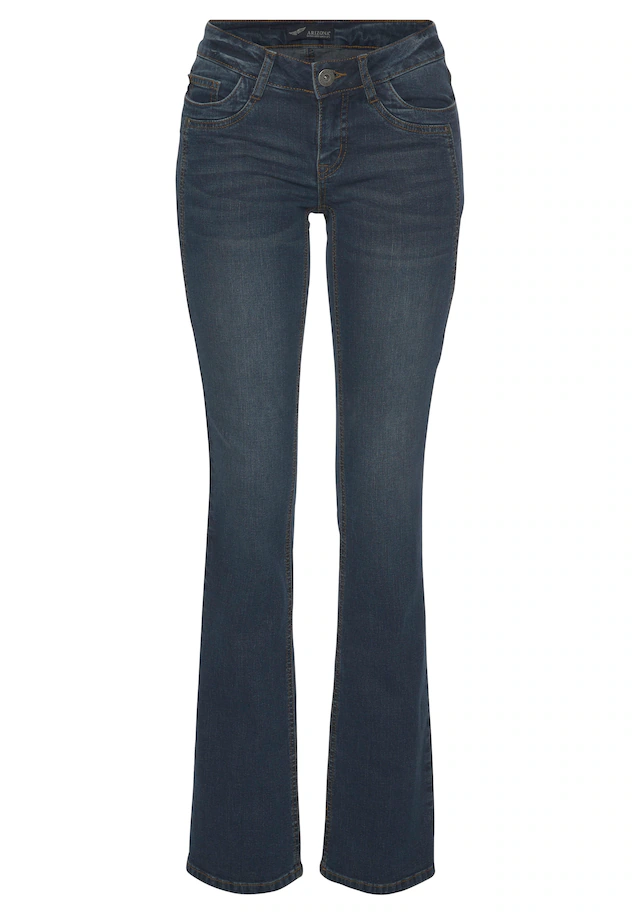 Arizona Bootcut-Jeans »mit Keileinsätzen« ausgestellte Beinform, niedrige Leibhöhe, elastisches Material