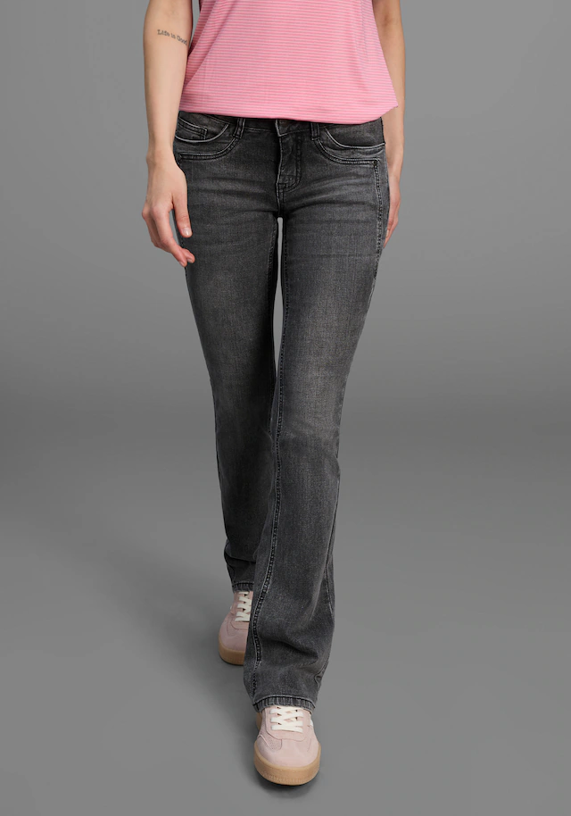 Arizona Bootcut-Jeans »mit Keileinsätzen« ausgestellte Beinform, niedrige Leibhöhe, elastisches Material