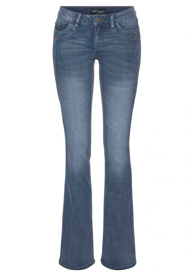 Arizona Bootcut-Jeans »mit Keileinsätzen« ausgestellte Beinform, niedrige Leibhöhe, elastisches Material