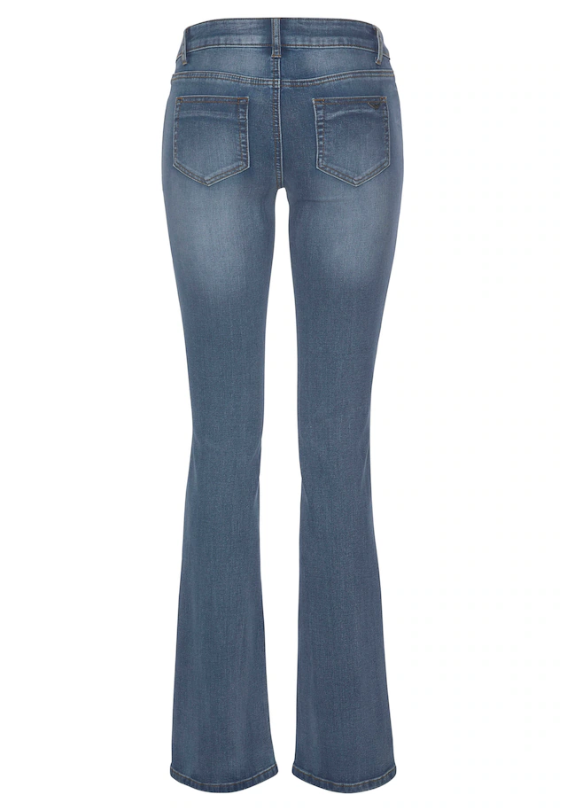 Arizona Bootcut-Jeans »mit Keileinsätzen« ausgestellte Beinform, niedrige Leibhöhe, elastisches Material