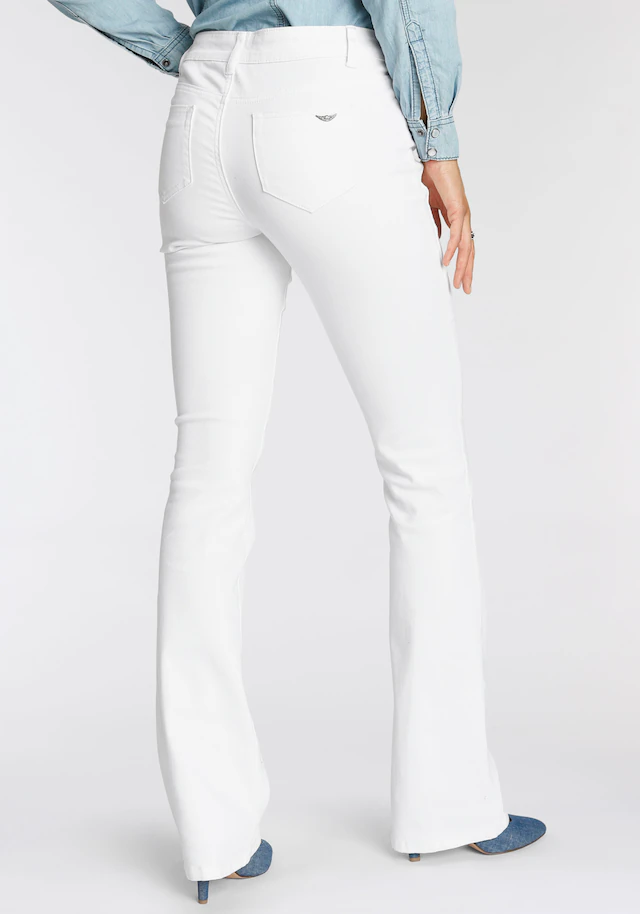 Arizona Bootcut-Jeans »mit Keileinsätzen« ausgestellte Beinform, niedrige Leibhöhe, elastisches Material