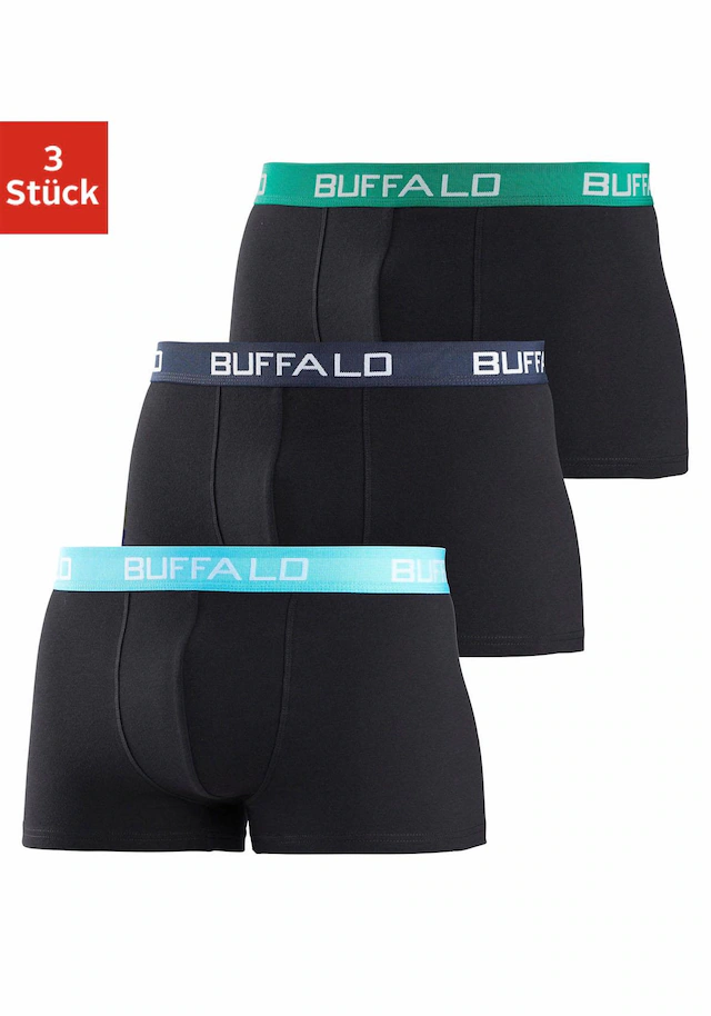 Buffalo Boxer »Boxershorts für Jungen« Packung, 3 Stk. mit kontrastfarbenem Bündchen