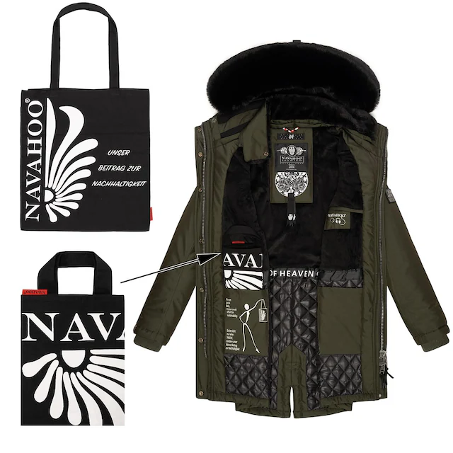 Navahoo Wintermantel »Tiniis« Parka mit abnehmbarer Kapuze und extra Einkaufstasche