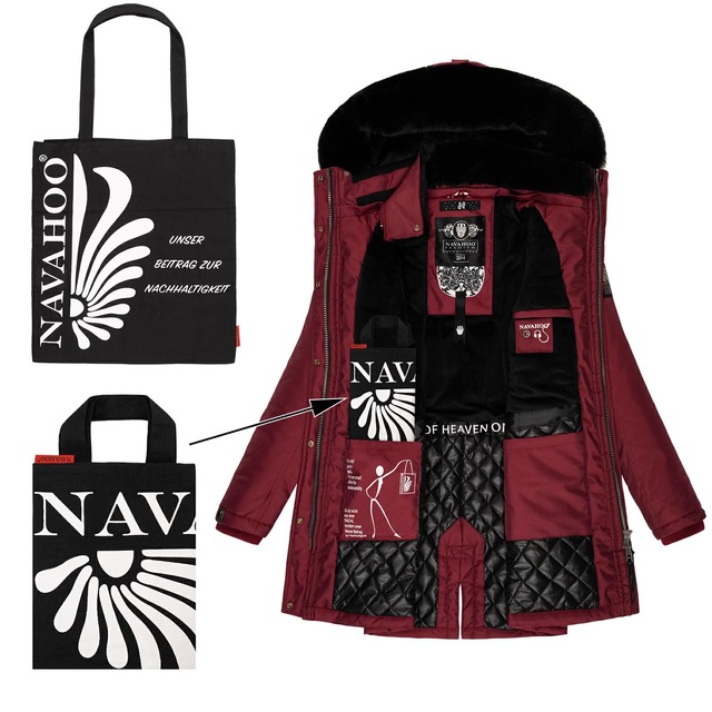 Navahoo Wintermantel »Tiniis« Parka mit abnehmbarer Kapuze und extra Einkaufstasche