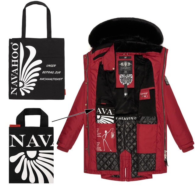 Navahoo Wintermantel »Tiniis« Parka mit abnehmbarer Kapuze und extra Einkaufstasche