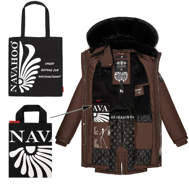 Navahoo Wintermantel »Tiniis« Parka mit abnehmbarer Kapuze und extra Einkaufstasche