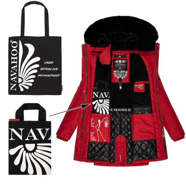 Navahoo Wintermantel »Tiniis« Parka mit abnehmbarer Kapuze und extra Einkaufstasche