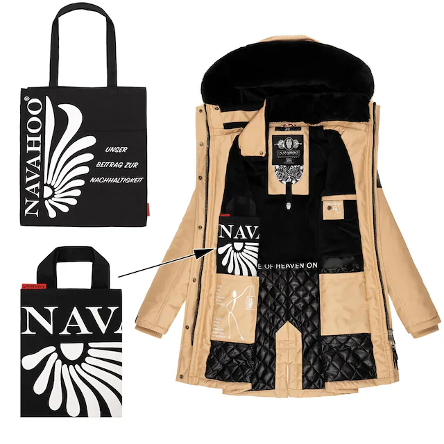 Navahoo Wintermantel »Tiniis« Parka mit abnehmbarer Kapuze und extra Einkaufstasche