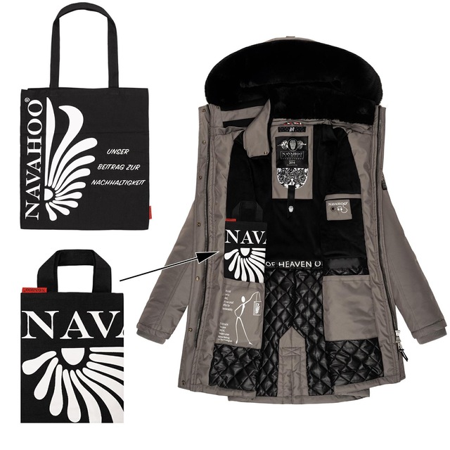 Navahoo Wintermantel »Tiniis« Parka mit abnehmbarer Kapuze und extra Einkaufstasche