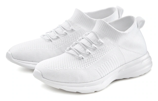 LASCANA Sneaker »Slipper, Halbschuh, Turnschuhe, Slip-On-Sneaker, bequem,« zum Reinschlüpfen mit elastischen Schnürbändern ultraleicht VEGAN