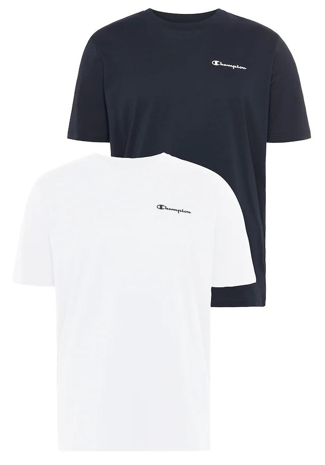 Champion T-Shirt Packung, 2er-Pack, 2er-Pack, mit Rundhalsausschnitt, Kurzarm-Design, aus Baumwolle