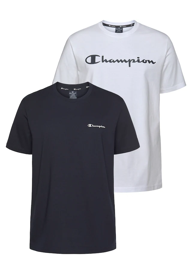 Champion T-Shirt Packung, 2er-Pack, 2er-Pack, mit Rundhalsausschnitt, aus Baumwolle, Kurzarm