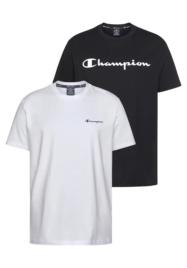 Champion T-Shirt Packung, 2er-Pack, 2er-Pack, mit Rundhalsausschnitt, aus Baumwolle, Kurzarm
