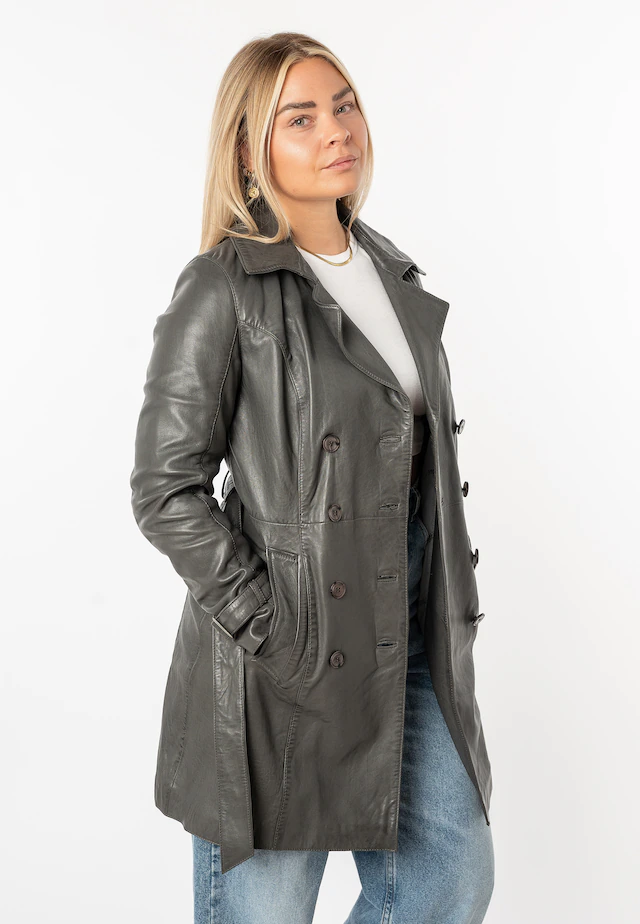 Mauritius Ledermantel »GWTaresa« 2 Stk. Leder-Trenchcoat mit Bindegürtel