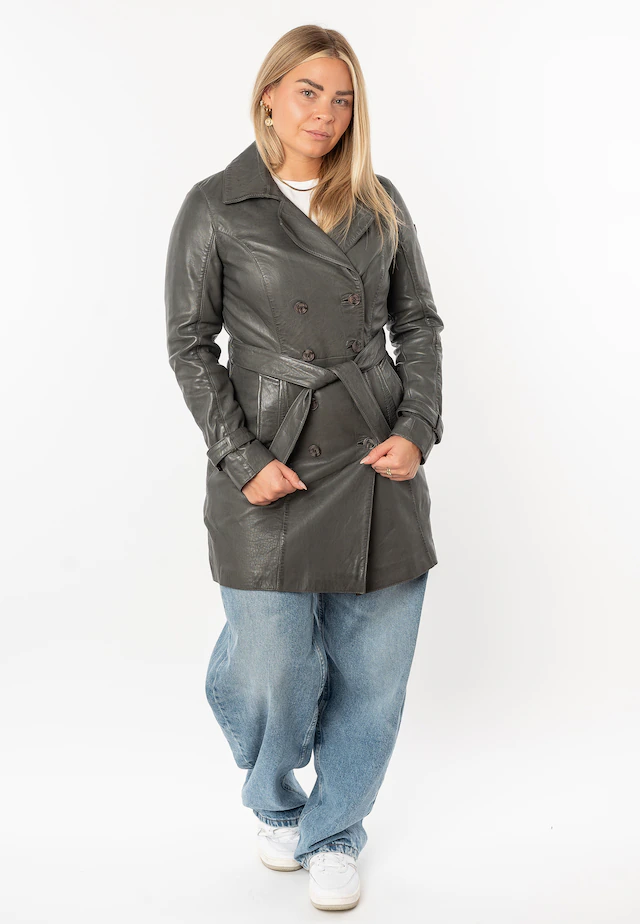 Mauritius Ledermantel »GWTaresa« 2 Stk. Leder-Trenchcoat mit Bindegürtel