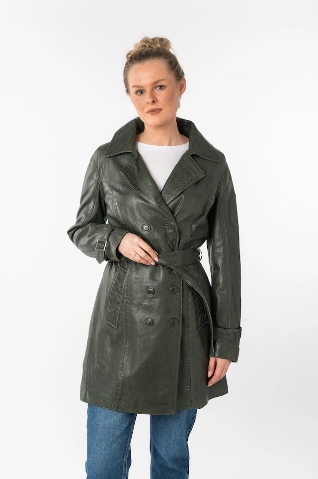 Mauritius Ledermantel »GWTaresa« 2 Stk. Leder-Trenchcoat mit Bindegürtel