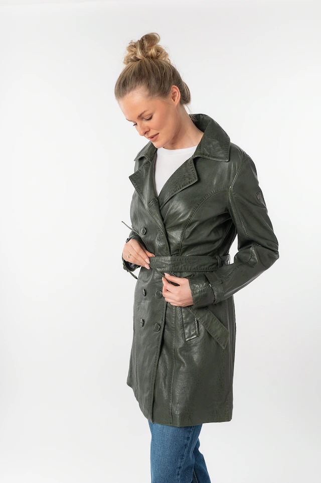 Mauritius Ledermantel »GWTaresa« 2 Stk. Leder-Trenchcoat mit Bindegürtel