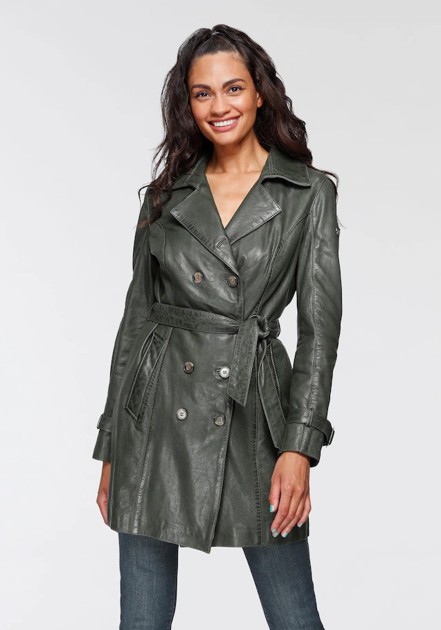 Mauritius Ledermantel »GWTaresa« 2 Stk. Leder-Trenchcoat mit Bindegürtel