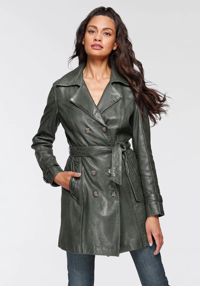Mauritius Ledermantel »GWTaresa« 2 Stk. Leder-Trenchcoat mit Bindegürtel