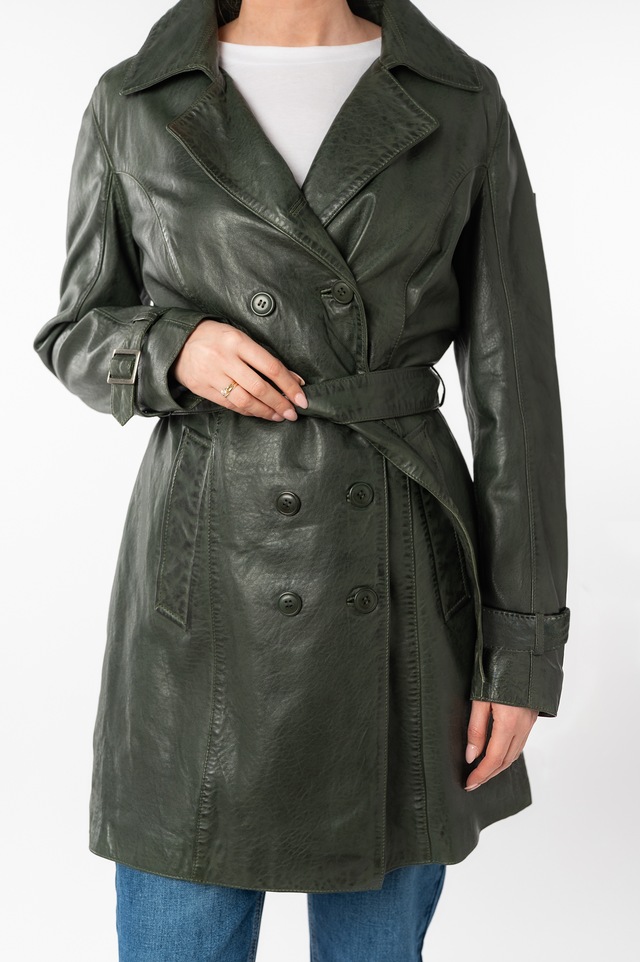 Mauritius Ledermantel »GWTaresa« 2 Stk. Leder-Trenchcoat mit Bindegürtel