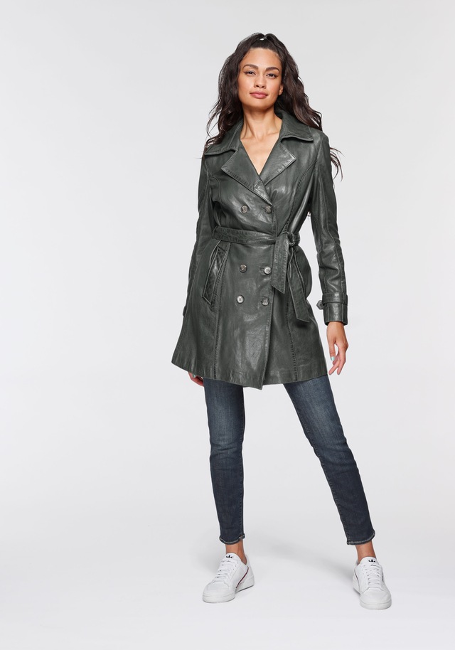 Mauritius Ledermantel »GWTaresa« 2 Stk. Leder-Trenchcoat mit Bindegürtel