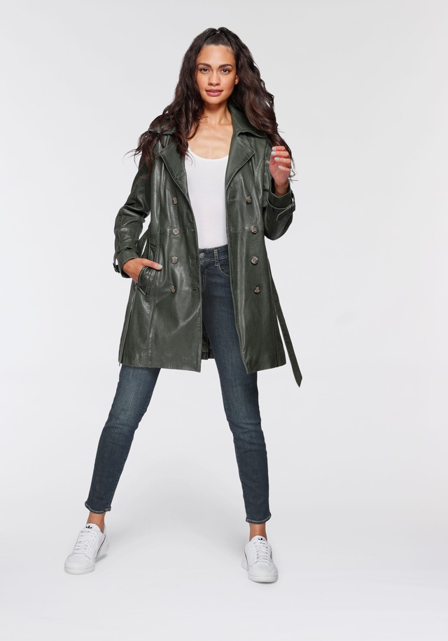 Mauritius Ledermantel »GWTaresa« 2 Stk. Leder-Trenchcoat mit Bindegürtel