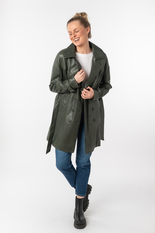 Mauritius Ledermantel »GWTaresa« 2 Stk. Leder-Trenchcoat mit Bindegürtel