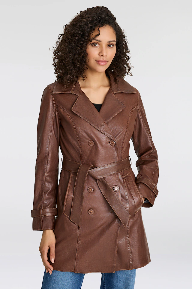 Mauritius Ledermantel »GWTaresa« 2 Stk. Leder-Trenchcoat mit Bindegürtel