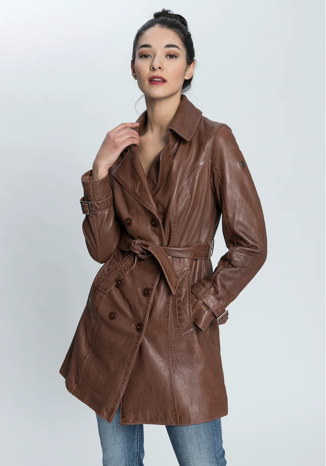 Mauritius Ledermantel »GWTaresa« 2 Stk. Leder-Trenchcoat mit Bindegürtel