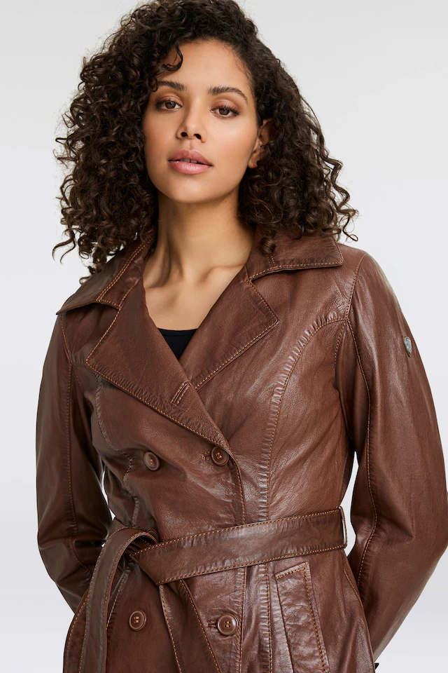 Mauritius Ledermantel »GWTaresa« 2 Stk. Leder-Trenchcoat mit Bindegürtel