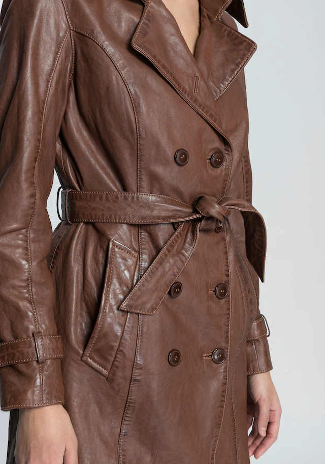 Mauritius Ledermantel »GWTaresa« 2 Stk. Leder-Trenchcoat mit Bindegürtel