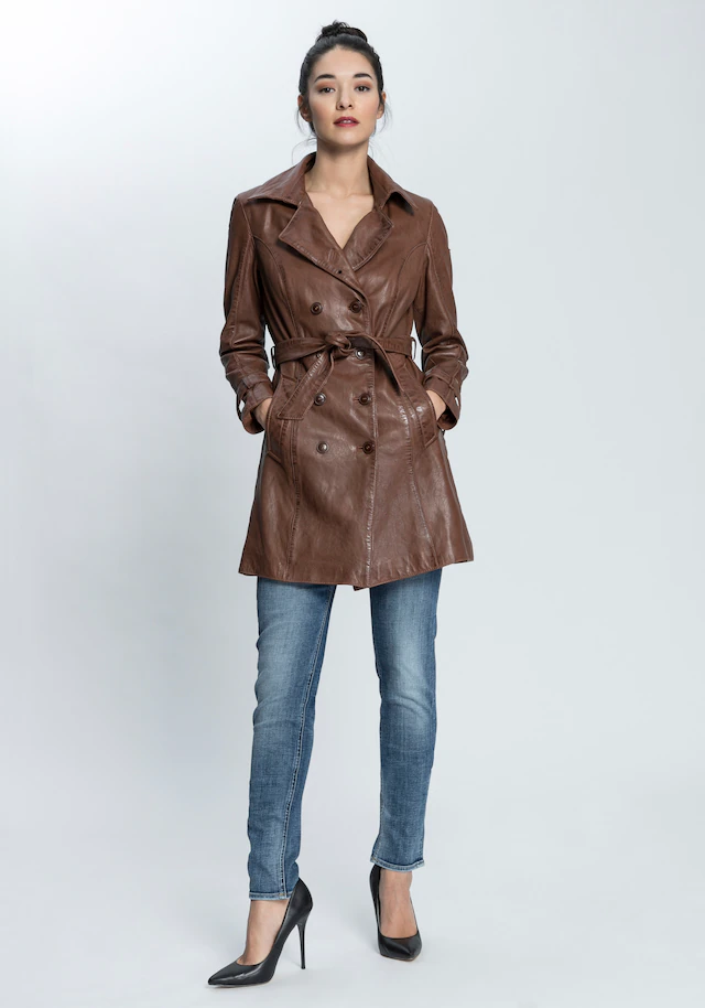 Mauritius Ledermantel »GWTaresa« 2 Stk. Leder-Trenchcoat mit Bindegürtel