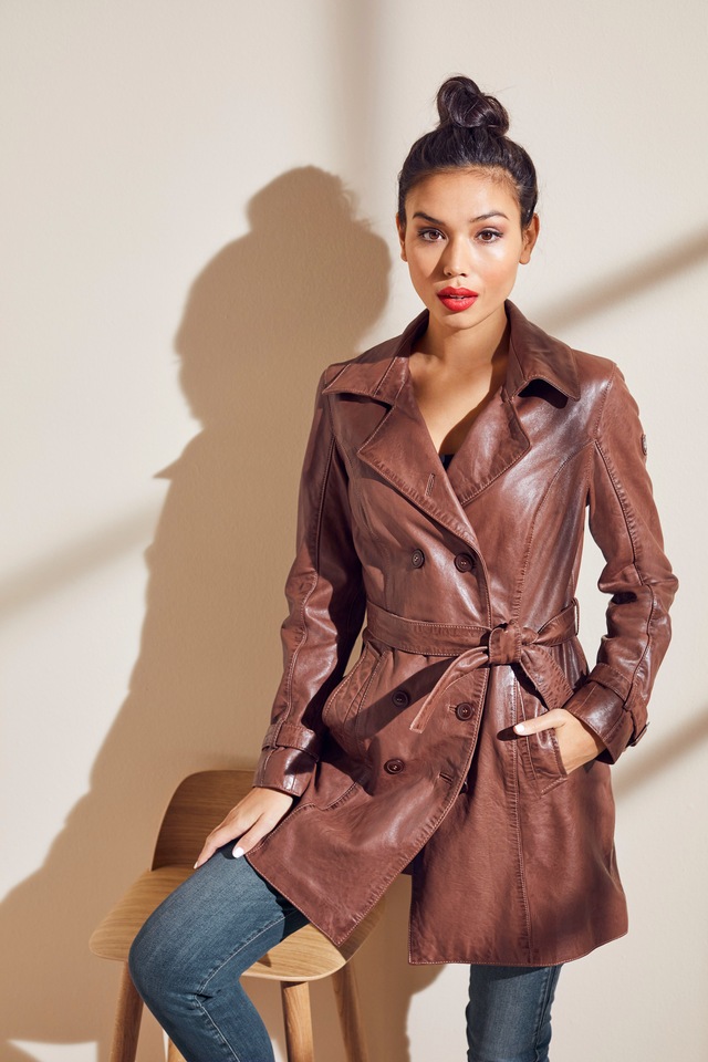 Mauritius Ledermantel »GWTaresa« 2 Stk. Leder-Trenchcoat mit Bindegürtel