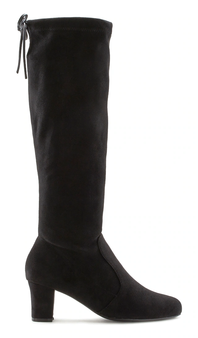 LASCANA Schlupfstiefel »Schlupfboots, Slouchy Boots, Slip-On,« aus stretchigem Material mit Blockabsatz in elegantem Design