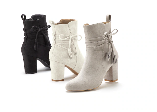 LASCANA Stiefelette »High-Heel-Stiefelette, Ankle Boots, Stiefel,« mit Blockabsatz und raffinierten Riemchen