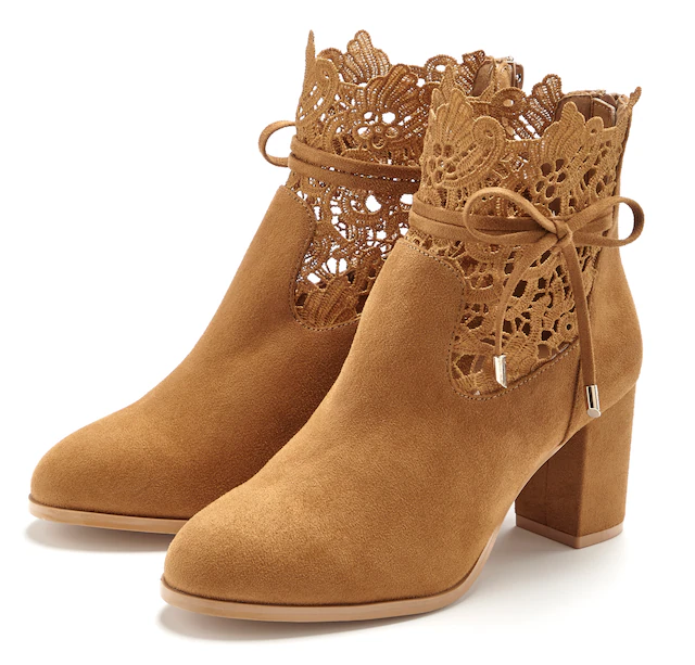 LASCANA High-Heel-Stiefelette »Herbststiefelette, Ankle Boot, Stiefel,« mit modischer Spitze und bequemen Blockabsatz